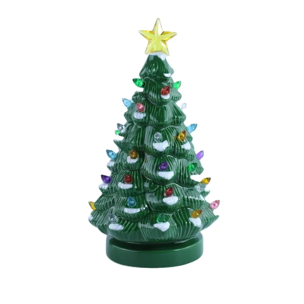 Custom Colorful Holiday Bulbs Home Christmas Ornament Ceramic Musical Christmas Tree Lights with Gift Box