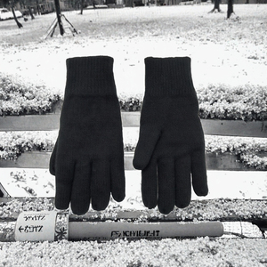 Black Acrylic <b>Touchscreen</b> <b>Gloves</b> Ribbed Winter Warm Finger <b>Gloves</b> for Adults Casual Daily Use - Product Image 3