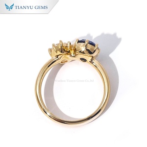TIANYU GEMS Custom 10K14K18k Yellow Gold Toi Et Moi <b>Ring</b> Pear Blue Sapphire and Lab-diamond Customized Wedding Engagement <b>Ring</b> - Product Image 3