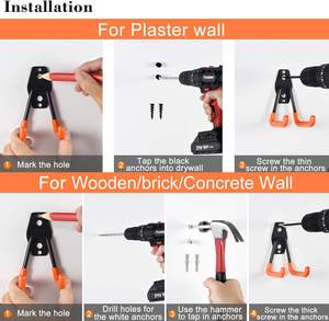 Porta oggetti Garage porta attrezzi da giardino Organizer acciaio ganci per montaggio a parete da giardino piccoli ganci U - Product Image 4