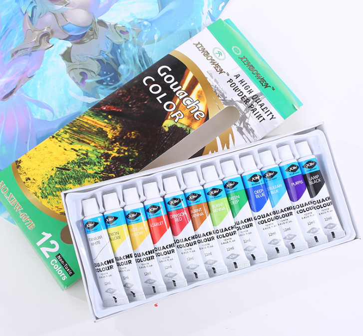 12 мл 12 видов цветов алюминиевая трубка гуашь цвет краски гуашь пигмент набор формальдегидный для художника и детей