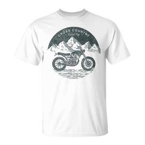 T-shirt unisexe pour adultes à manches courtes et col rond avec impression sérigraphique pour les voyages en moto tout-terrain - Product Image 1