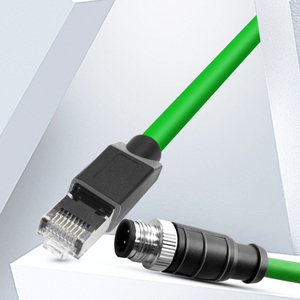 Connecteur M12 étanche mâle/femelle haute vitesse M12 vers RJ45, câble de connecteur Ethernet haute flexibilité 1-100M vert - Product Image 5