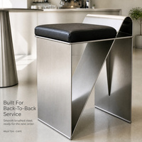 Tabouret en métal de style industriel en acier inoxydable pour café commercial, salon de thé, restaurant, salle à manger