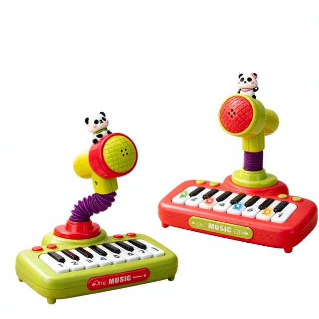 Enlightenment Interactive Cartoon-Shaped Plastic Multi-Function Microphone Piano Children's Electronic Keyboard Music Toy for