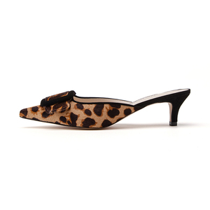 <span class=keywords><strong>Pantoufles</strong></span> en <span class=keywords><strong>cuir</strong></span> léopard avec boucle enveloppée de <span class=keywords><strong>cuir</strong></span>, talon fermé, <span class=keywords><strong>mules</strong></span> pour femmes - Product Image 2