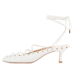 Escarpins grande taille 44 pour femme, à talons bas, bout rond, à lacets, avec découpe avant et bride cheville, style été - Product Image 5