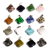 Pendentif trèfle à quatre feuilles porte-bonheur - Collier en pierre de jadéite à quatre pétales - Décoration - Pierre de cristal naturelle