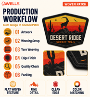 Patch tissé personnalisé AWELLS Desert Ridge avec motif Ibex Sunset Trail et badge textuel pour vestes, sacs, casquettes et vêtements d'extérieur