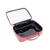 Sac cosmétique personnalisé KONCAI en PU gaufré effet croco avec fenêtre transparente en PVC, organiseur de trousse de toilette pour les voyages