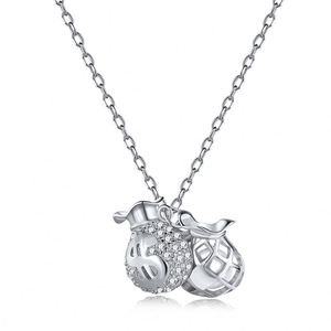 Dylam Nuevo Diseño Colgante de Bolsa de Dinero de la Suerte con Moneda, Plata 925, Cadena de Clavícula de Lujo Ligero y Elegante, Tendencia de Alta Gama - Product Image 1