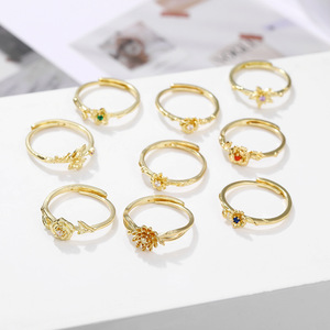 빈티지 스타일 오픈 링 조절 가능 12개월 12월 탄생화 반지 여성용 주얼리 - Product Image 4
