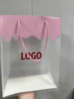 Sac fourre-tout en PP givré imprimé sur mesure avec poignée, transparent, pour fleurs, gâteaux, pâtisseries, courses, avec poignée