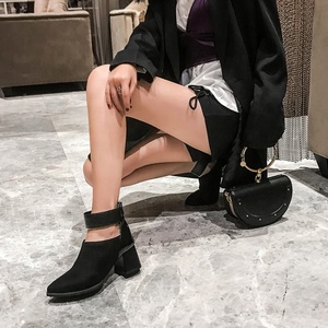 Women square Heel Boots Chunky Heel Ankle Boots <b>Shoe</b> Sexy Pointed Toe Ankle Strap Winter Short Booties Pumps - Product Image 5