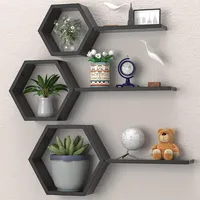 Beautiful Wood Honeycomb Shelves Wall Mounted Floating Hexagon