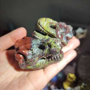 Piedra de Jaspe Natural con Forma de Cráneo de Dinosaurio Tallado en Cristal, para Sanación con Reiki, Equilibrio de Chakras, Decoración del Hogar y Regalo - Product Image 6