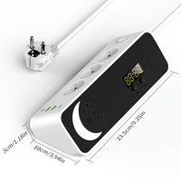 Multiprise Vinisem 2M EU avec horloge numérique et veilleuse LED, 3 prises CA, 2 USB-A, 2 Type-C, multi-prises CE ROHS