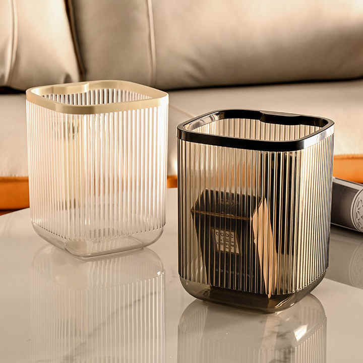 Transparent Desktop Square Mini Trash Can Table Storage Garbage Bin