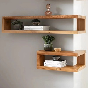 <b>Wall</b> Mounted Corner Shelf Wooden Tiered <b>Display</b> Rack For Living Room Book Storage Rectangle Shape Single Board Design - Product Image 2
