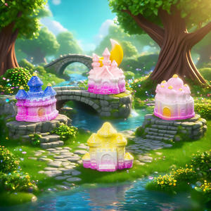 Graziose Miniature di Case delle Fiabe, Statuette <span class=keywords><strong>in</strong></span> Resina di Castelli da Sogno per Decorazioni Fai-da-Te, Torte e Scrivania - Product Image 3