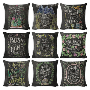 Cross Border Black Letter Car <b>Cushion</b> Square Polyester Cotton Washable Home Decor Lumbar Pillow - Product Image 1