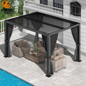 Pergola moderne minimaliste en alliage d'aluminium avec lames de toit réglables, contrôle de la lumière solaire, <span class=keywords><strong>abri</strong></span> imperméable pour cour extérieure - Product Image 6