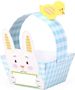 Fabriek Festival Diy Kids Gelukkig Party Favor Pasen Manden Papier Dozen Pasen Behandelen Dozen Leuke Bunny Konijn Pasen Mand