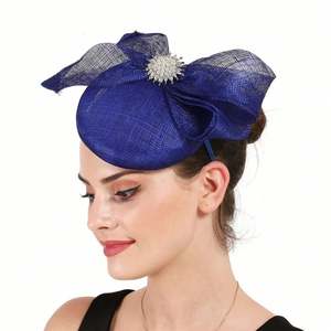 Sombrero Fascinador Retro de Cáñamo Estilo Moda al por Mayor para Pasarela, Accesorios Nupciales para el Cabello, Vestido de Noche y Boda - Product Image 1