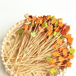 Palillos de Bambú Desechables con Diseño de Calabaza, Hojas de Arce y Bollos para Aperitivos y Cócteles de Acción de Gracias - Product Image 6