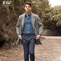 Pardessus en laine de cachemire double face de luxe pour hommes grande taille manteau long décontracté d'affaires à double boutonnage de haute qualité
