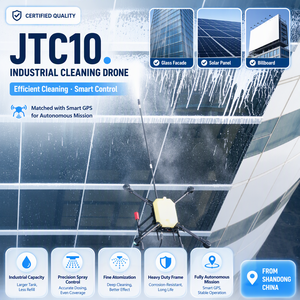 Drone de nettoyage à large couverture avec pulvérisation d'eau haute pression pour le nettoyage des murs d'entrepôts et des façades de bâtiments de grande hauteur via livraison express - Product Image 1