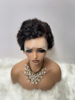 Perruque synthétique coupe Pixie SX-012 avec tresses frontales 13x4 et caractéristiques expressives, 100% cheveux humains