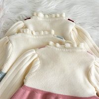 Robe en tricot pour filles, style automne-hiver, nouvelle collection, robe de princesse formelle rouge avec décoration en dentelle, style mignon
