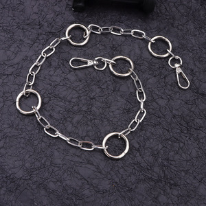 โซ่คาดเอวทรงเรขาคณิต โลหะผสมสังกะสี สีขาว K สไตล์ไนท์คลับ ฮิปฮอป สตรีทแฟชั่น โซ่คาดเอวเส้นเดียว - Product Image 3