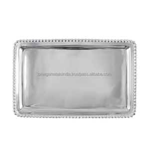 Antique Design Stainless Steel <b>Serving</b> <b>Tray</b> With Ornate Handles Custom-Size Platter for Home Use and Food <b>Serving</b> - Product Image 4