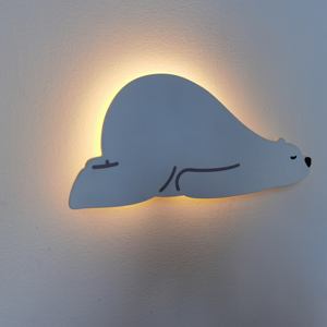 Oso Polar decoración de pared de madera luz de pared de guardería Sensor táctil inalámbrico 90 minutos apagado automático luz de pared decorativa para niños - Product Image 4