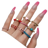 Ensemble de bagues en émail coloré, Style Boho, fait à la main, bijoux en perles miyuki, vente en gros, d'usine,