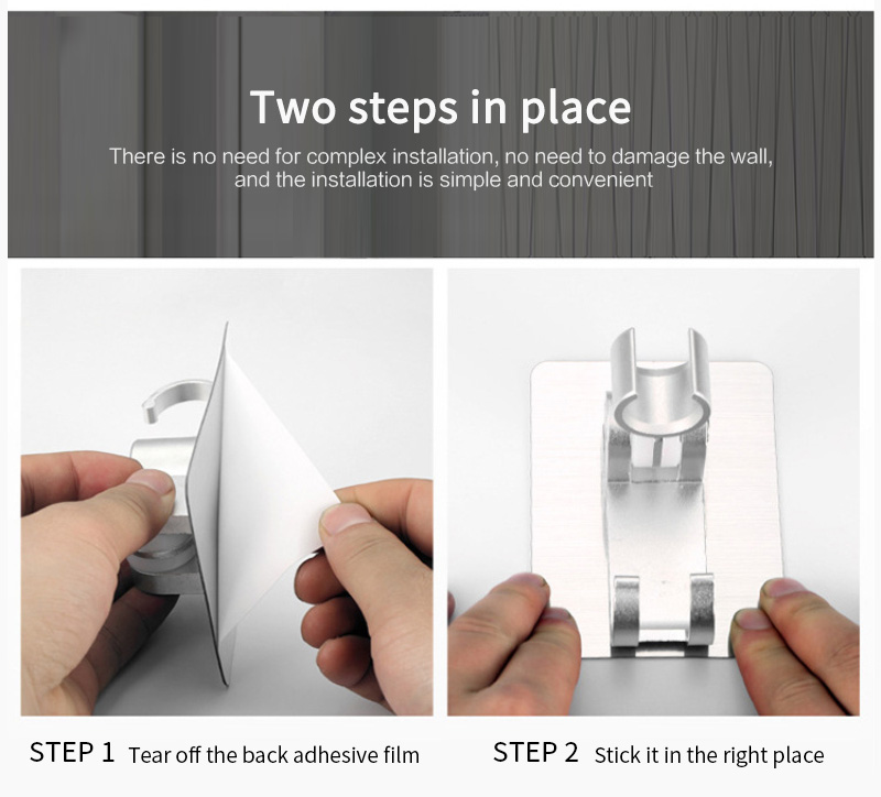 Shower holder aluminum self-adhesive