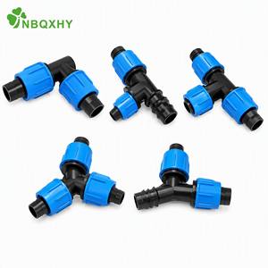 Collection de raccords de branche pour tuyaux PE, 5 pièces : Coude / Té / Té en Y à écrou de sécurité + Raccord de branche à barbelures pour irrigation <span class=keywords><strong>goutte</strong></span> à <span class=keywords><strong>goutte</strong></span> en serre - Product Image 1