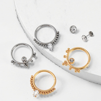 Xinfocus lingkaran hidung desain baru perhiasan tubuh baja tahan karat cincin segmen berengsel kristal Helix tulang rawan Septum Clicker