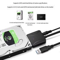 Adaptador de Disco Duro Sata 3 a USB3.0 de 15 Pines, Cable Convertidor USB a Sata de 2.5 Pulgadas para HDD/SSD, Cable Adaptador de Corriente de 2A para Disco Duro