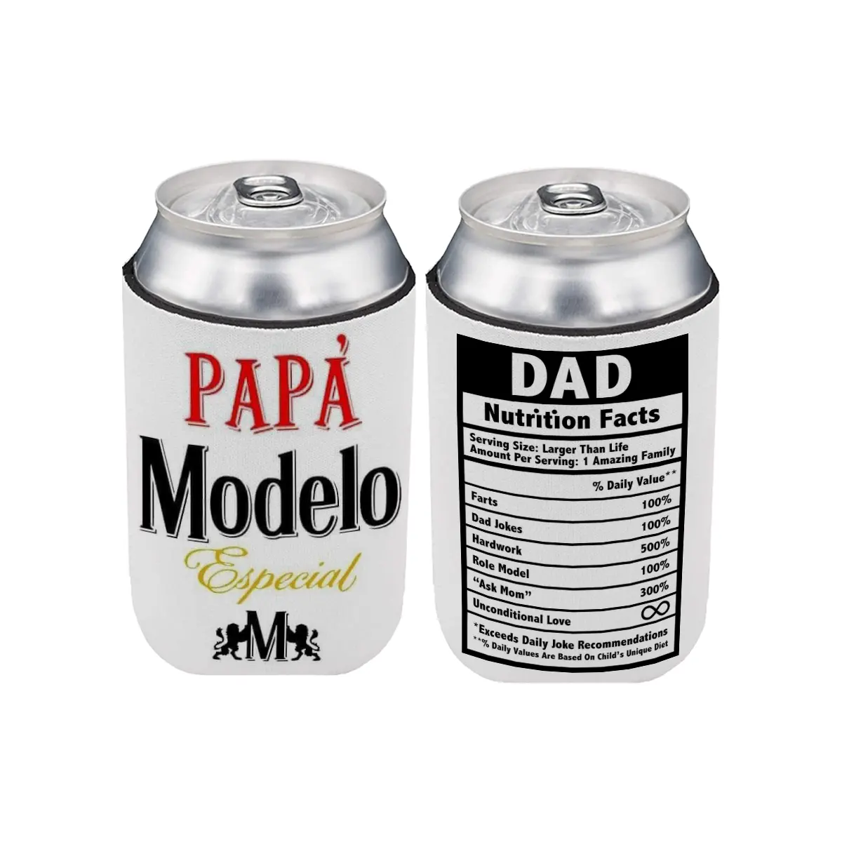 Toptan özel babalar günü hediye papa modelo baba beslenme gerçekler baskılı bira neopren Can kupası soğutucu kılıf güdük tutucu
