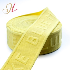 Shantou elástico fabricante personalizado gran oferta 35mm Jacquard en relieve tejido Logo 3D en relieve banda elástica - Product Image 3