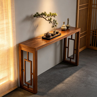 Nouvelle table console chinoise moderne à treillis creux, en bois massif, pour entrée, table de canapé, table d'appoint décorative longue et étroite pour la maison