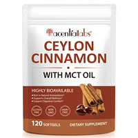 Acentiallabs 120 gélules, antioxydant facilement absorbable, soutien digestif, supplément en capsules de cannelle de Ceylan avec huile MCT