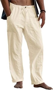 Nuovi <span class=keywords><strong>pantaloni</strong></span> Casual da uomo in <span class=keywords><strong>lino</strong></span> di cotone da uomo larghi <span class=keywords><strong>pantaloni</strong></span> larghi e traspiranti in tinta unita sport Fitness Streetwear hawaiana 5xl - Product Image 6