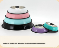 Bol pour chat et chien en acier inoxydable avec fond en caoutchouc antidérapant, design anti-chute épais, résistant à l'usure, fournitures pour animaux de compagnie
