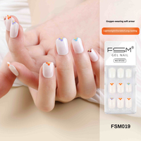 Fengshangmei Vente en gros de faux ongles en ABS à presser, vente chaude, couverture complète, marque privée, design floral et perlé, pour jeunes filles