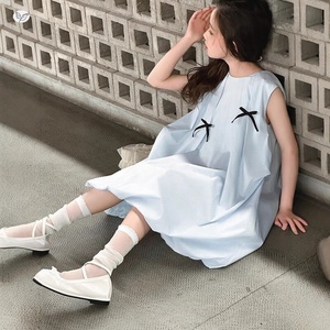 Abito da principessa dolce senza maniche per ragazze, con fiocco decorativo, vestito estivo per ragazze grandi - Product Image 2