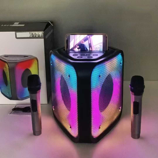 JBK-6101 Super Bass Portable Blue-tooth Speaker FM Radio/TF RGB Light Stereo Woofer Wireless Microphone Karaoke Party DJ Speaker